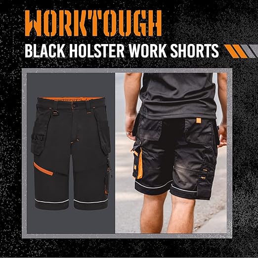 Worktough Work Cargo Jogger Short Black